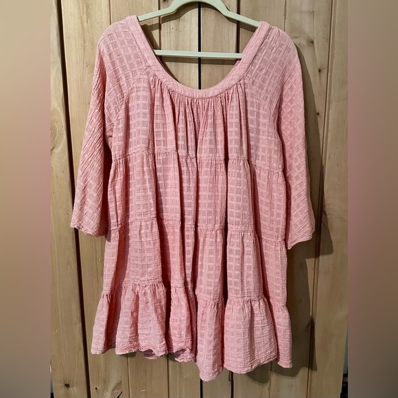 Peach A-Line Swing Tunic Top Flowing One Size Boho - Picture 2 of 5